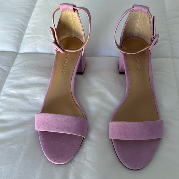 Banana Republic Shoes - Banana Republic Lilac Suede Block Heeled Sandal